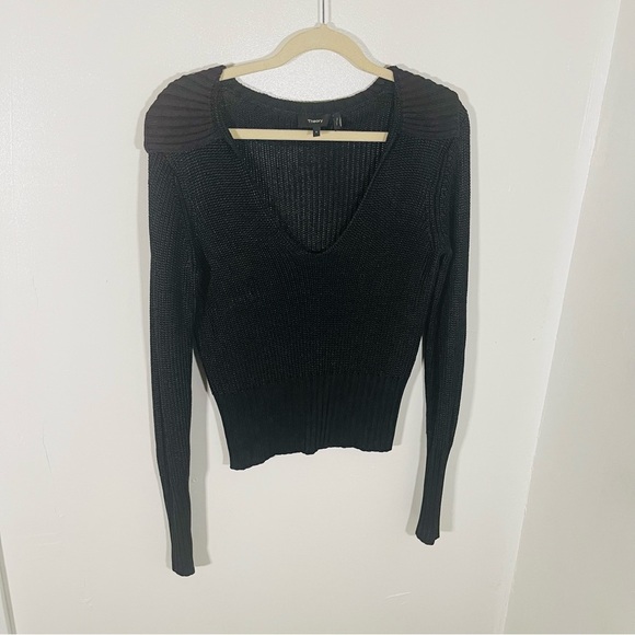 Theory Back Collar Roving Viscose Cropped Sweater Black Knit Beach Casual - Picture 3 of 8